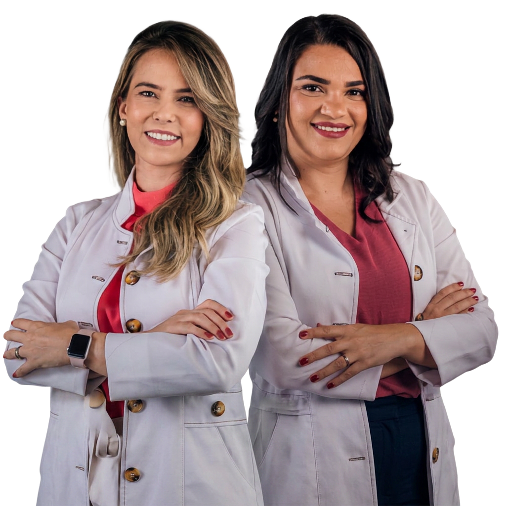 Dra. Melise e Dra. Jaqueline, fisioterapeutas especialistas em Gerontologia